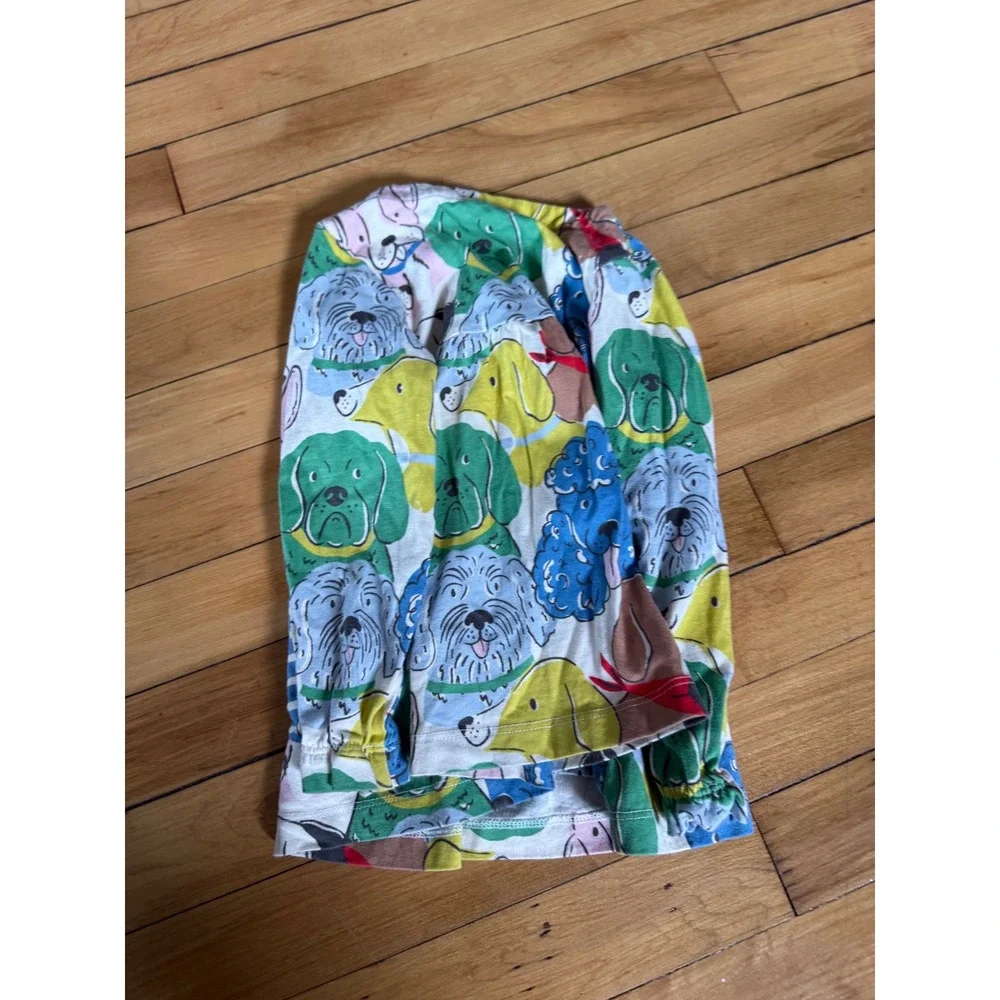 Mini Boden Girls Dog Print Jersey Dress Long Sleeve Multi Color 18-24M G4808